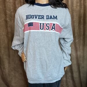 Triangle Classics Vintage Hoover Dam USA Sweatshirt American Flag Knit 80s